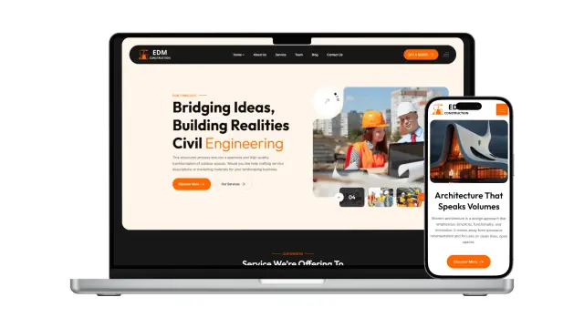 Site Construtora (modelo de site) criado pela EDM Tech Solutions